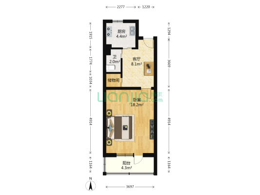 茂林居 1室1厅1卫 50平方