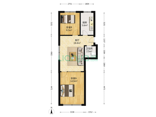 京口路 2室1厅1卫 64平方