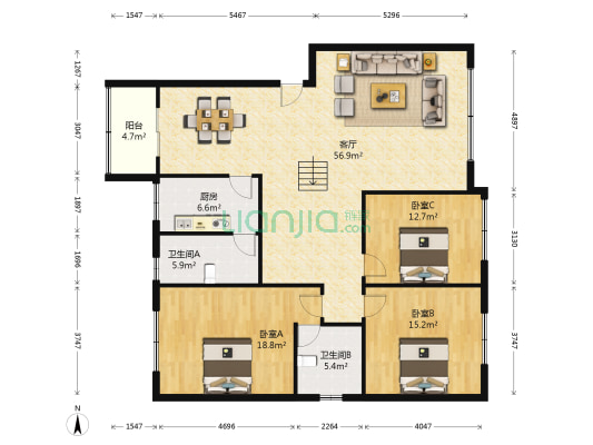 裴城苑 3室1厅2卫 147平方