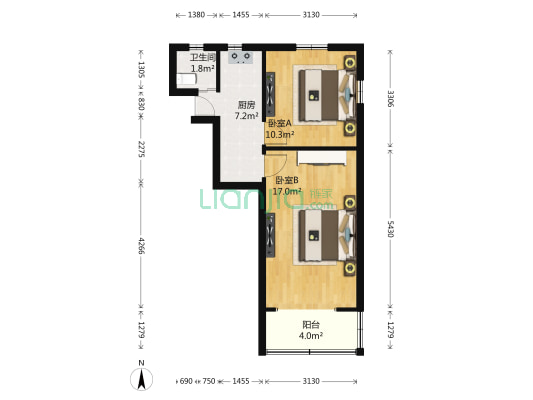 北枫桥园 2室0厅1卫 52平方