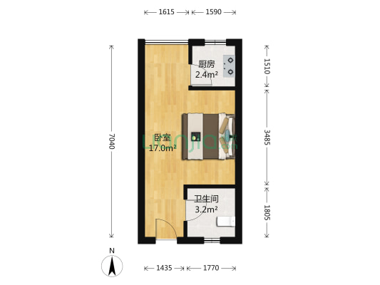 金海京江花园 1室0厅1卫 37平方