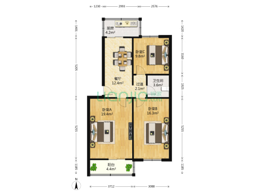 城市经济学院家属院 3室1厅1卫 85平方