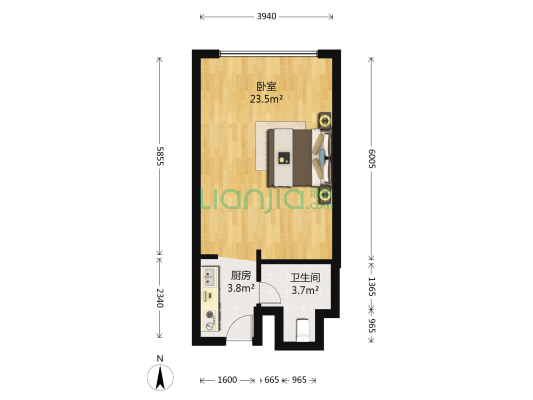 理想世纪金座 1室0厅1卫 45平方