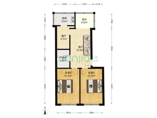 世纪嘉园火电小区 2室2厅1卫 71平方
