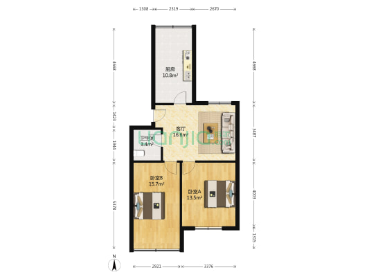 港澳新城 2室1厅1卫 76平方