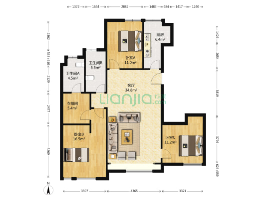 壹品华庭 3室1厅2卫 132平方
