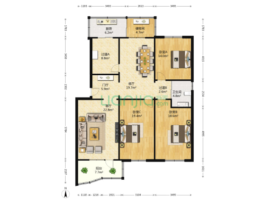 誉隆路3号 3室2厅1卫 152平方