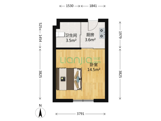 百汇中心 1室0厅1卫 34平方