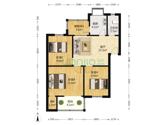 陇海西路85号 3室1厅1卫 78平方