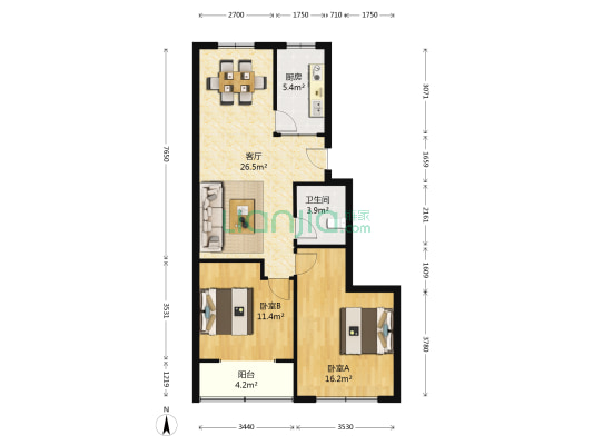 湖潭路 2室1厅1卫 85平方