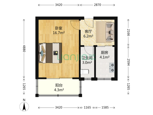 台扩小区 1室1厅1卫 49平方