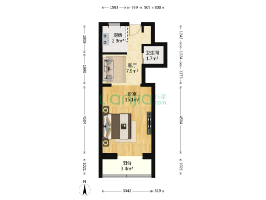 乔建里 1室1厅1卫 41平方