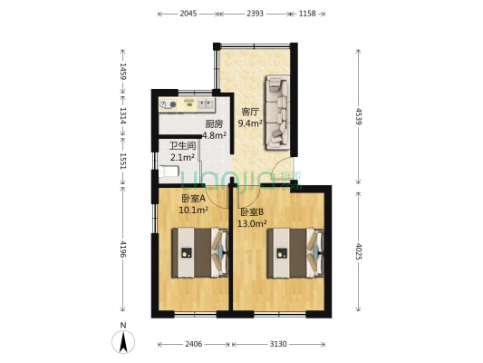 34中茂田巷 2室1厅1卫 54平方