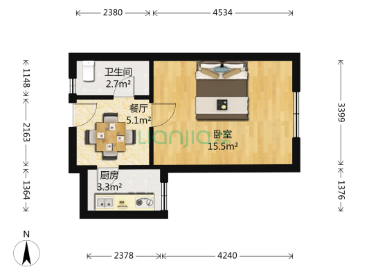 利民大厦 1室1厅1卫 35平方