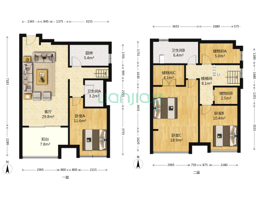 万科金色城品 3室1厅2卫 113平方