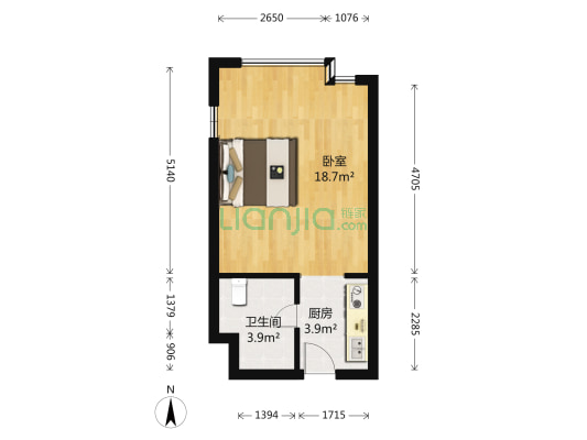 桐泾商务广场 1室0厅1卫 40平方