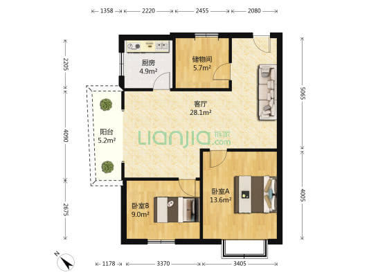 书香名苑 2室1厅0卫 79平方