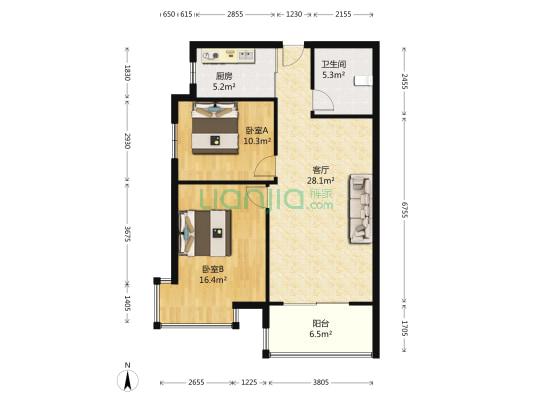 融侨馨苑 2室1厅1卫 87平方