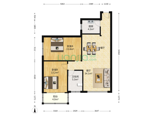 华锦花园一期 2室1厅1卫 94平方
