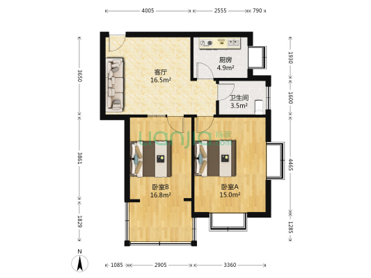 新星西巷 2室1厅1卫 65平方