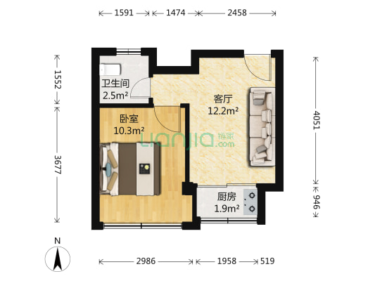 新星绿城五期 1室1厅1卫 41平方
