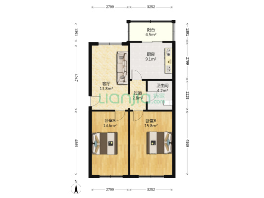 云星小区 2室1厅1卫 81平方