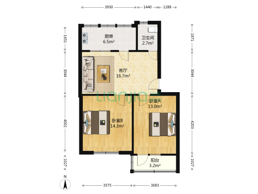 颖河路87号 2室1厅1卫 63平方