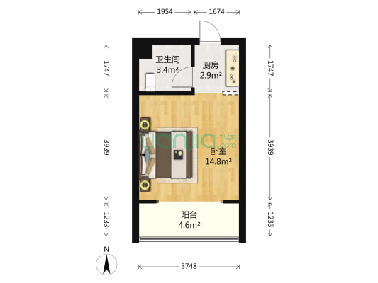 云大知城三期 1室0厅1卫 31平方