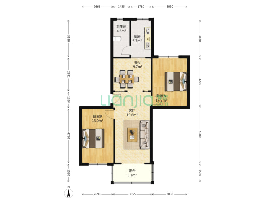 新南路84号 2室2厅1卫 82平方