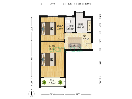 康乐街 2室1厅1卫 50平方