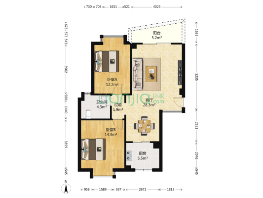 未来海岸蓝屿山水家园 2室1厅1卫 89平方