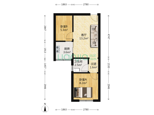 如意阁 2室1厅1卫 46平方