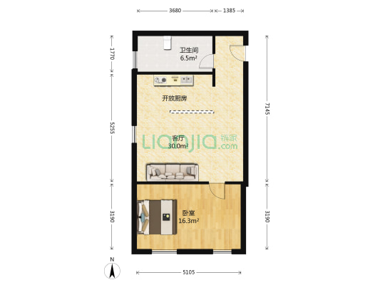 中锐星汇生活广场 1室1厅1卫 76平方