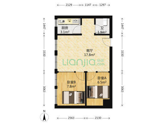 m³立方城 2室1厅1卫 60平方