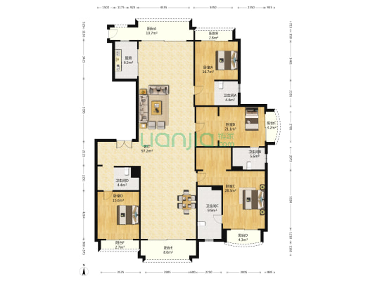 雅居乐富春山居 4室1厅4卫 267平方