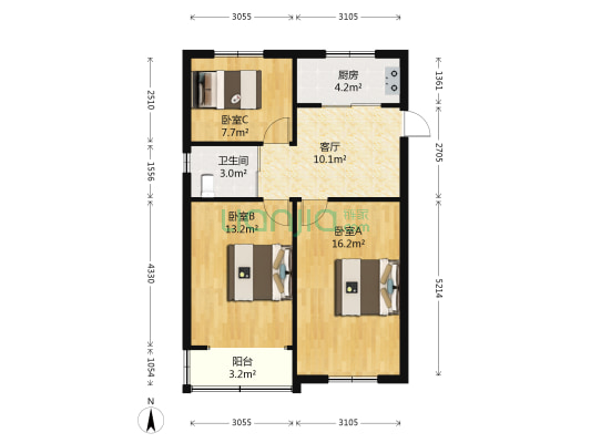 国定路600弄 3室1厅1卫 73平方