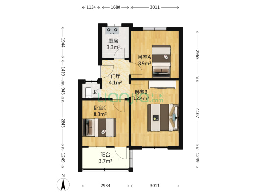 群英路16号院 3室0厅1卫 56平方