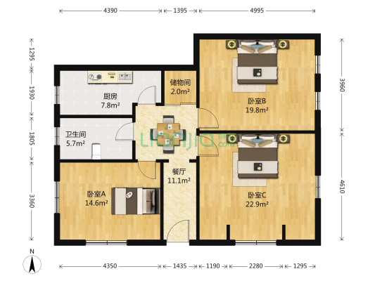 花园公寓(卢湾) 3室1厅1卫 120平方