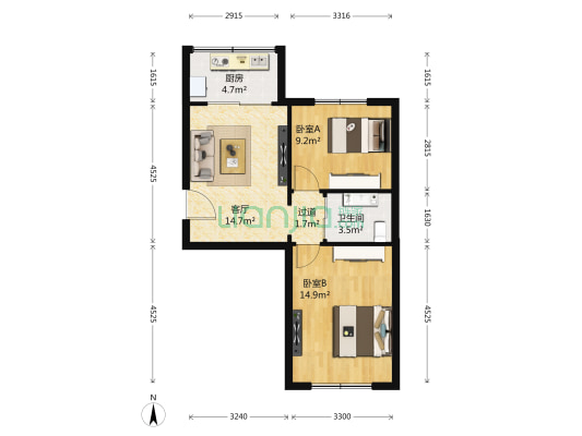 古城乙区 2室1厅1卫 67平方