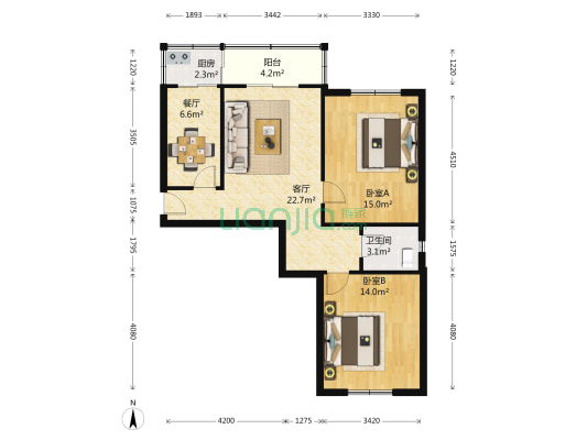 西苑小区 2室2厅1卫 86平方