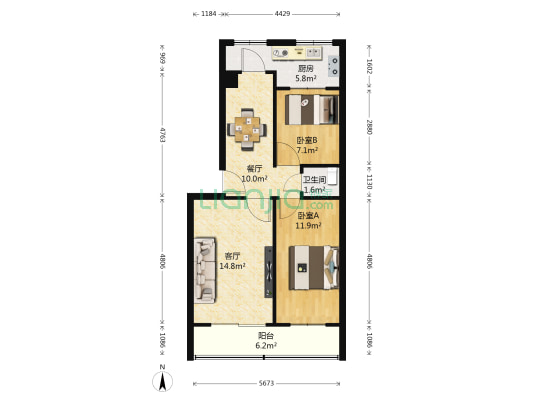 市民新村北街3号院 2室2厅1卫 71平方