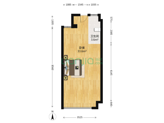龙旺理想天街 1室0厅1卫 48平方