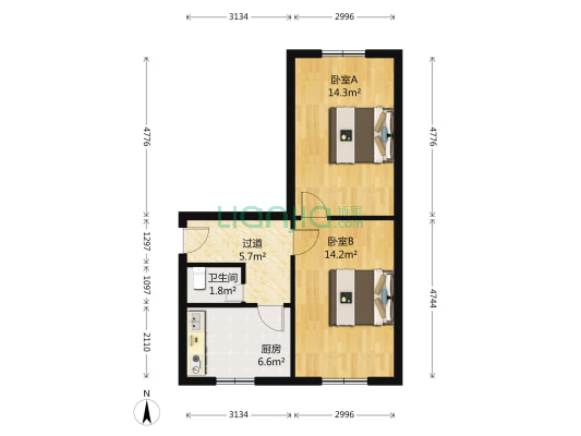 东大街房管楼 2室0厅1卫 58平方