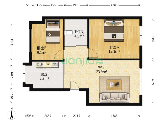长光小区 2室1厅1卫 81平方