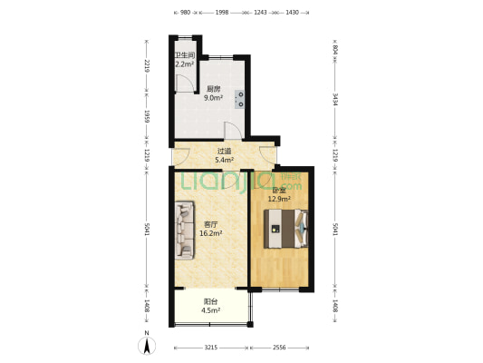 湖墅南路419号 1室1厅1卫 52平方