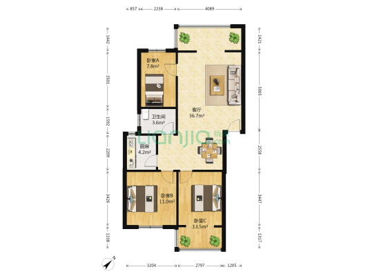 西汇佳苑 3室1厅1卫 85平方