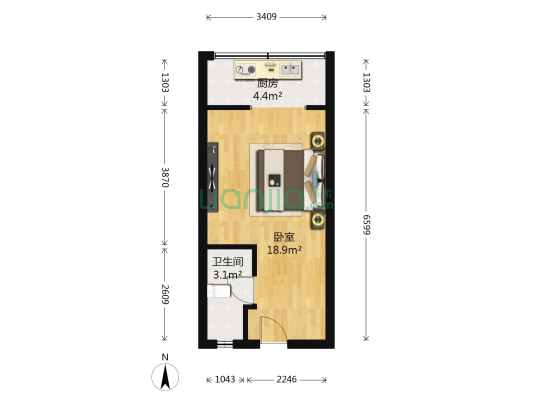 西旅逸都 1室0厅1卫 37平方