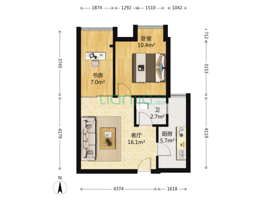 凤凰花苑 2室1厅1卫 56平方