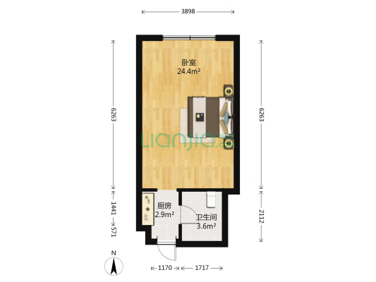 天通金融大厦 1室0厅1卫 49平方