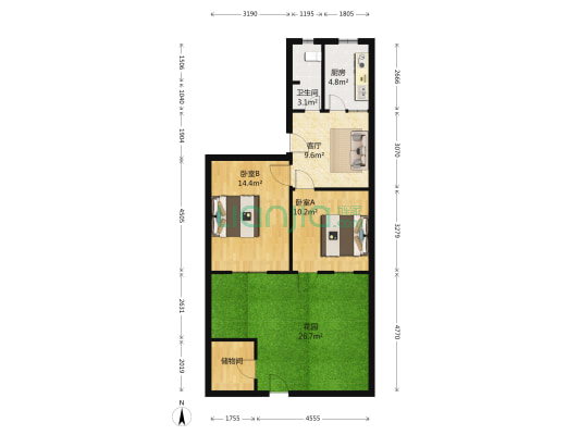 里河新村（二三四村） 2室1厅1卫 60平方